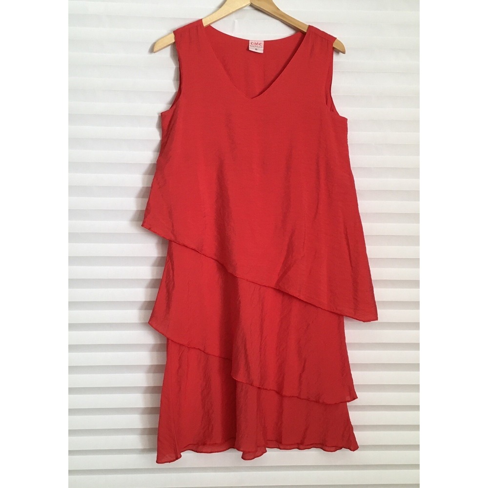 Click Color Me Cotton CMC Womens Dress‎ Size S Sleeveless V Neck Tiered Crinkle